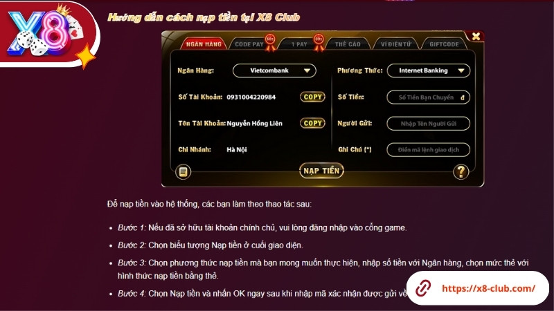 Điều kiện nạp tiền X8 Club cho tất cả thành viên Điều kiện nạp tiền X8 Club cho tất cả thành viên