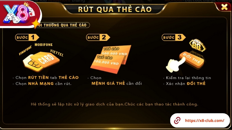 Rút tiền X8 Club bằng thẻ cào Rút tiền X8 Club bằng thẻ cào