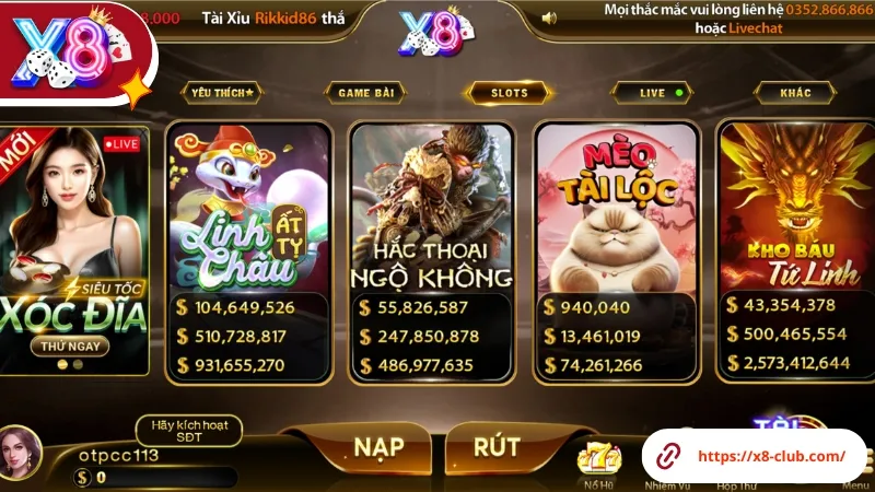 X8 Club - Game nổ hũ tiền thưởng jackport cao X8 Club - Game nổ hũ tiền thưởng jackport cao